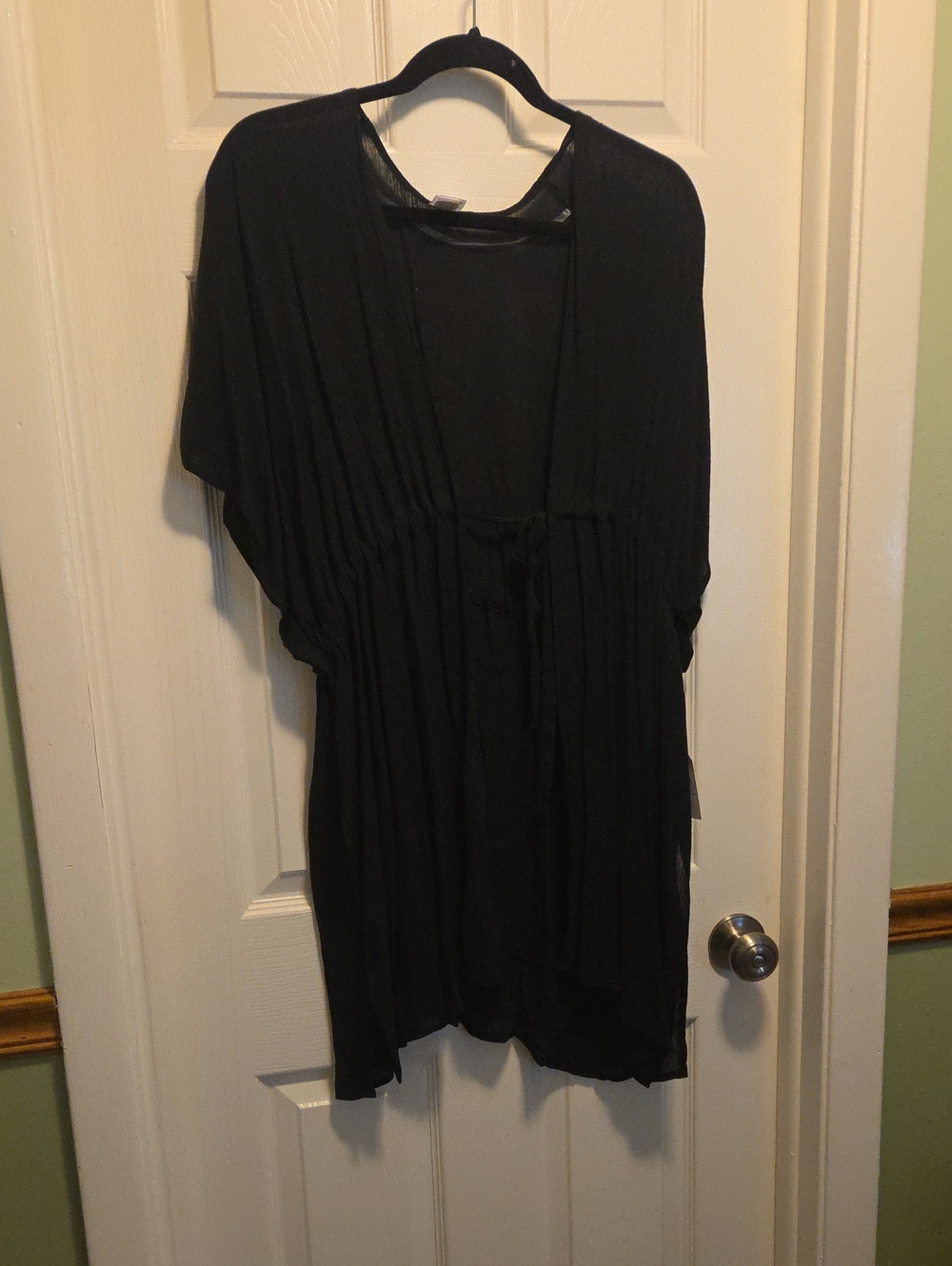 Black Flowing Open-Front Cardigan